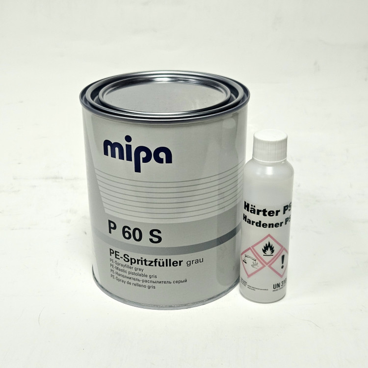 P 60 S PE-Spritzfuller Полиэфирная пневмораспыляемая шпатлевка, серая 1,5кг